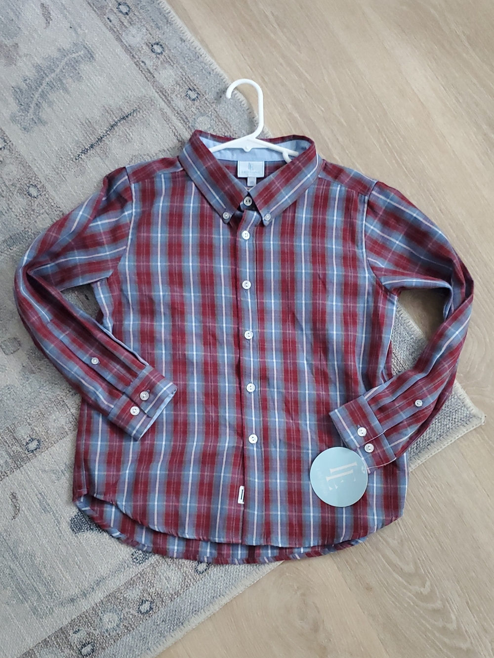 NWT Little English Boys Red Stanford Plaid Button-Down Shirt Top sz10